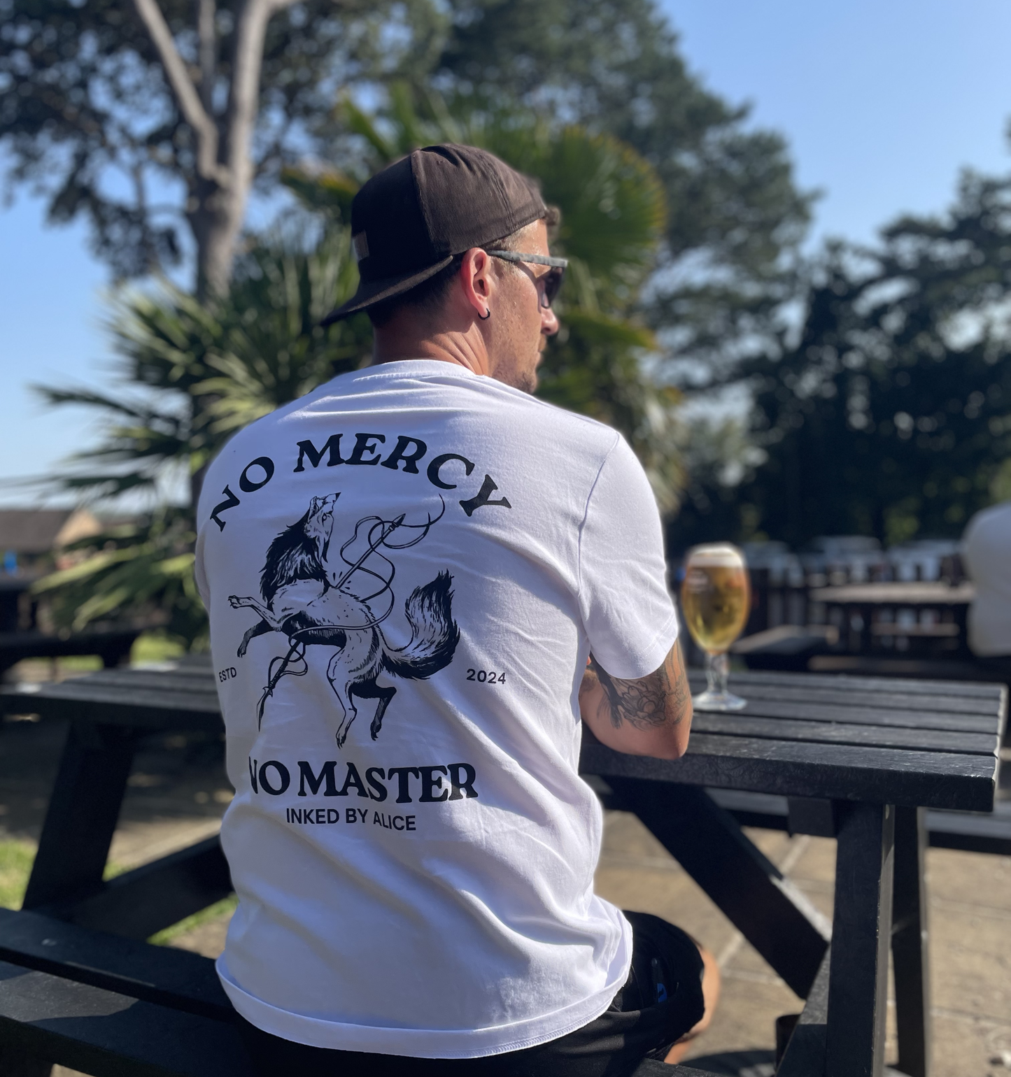 'No Mercy, No Master' Tattoo Design Wolf Tee