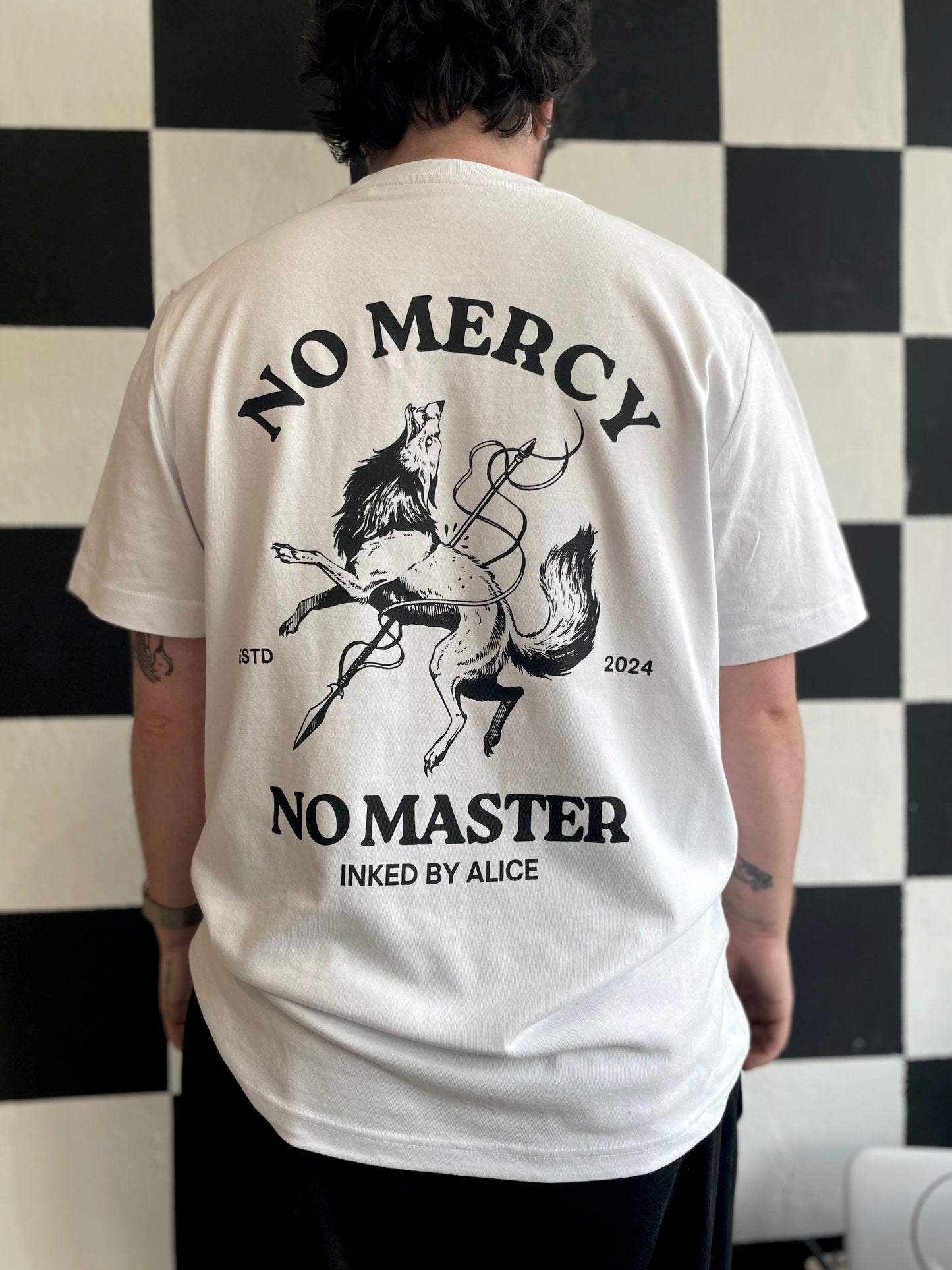 'No Mercy, No Master' Tattoo Design Wolf Tee