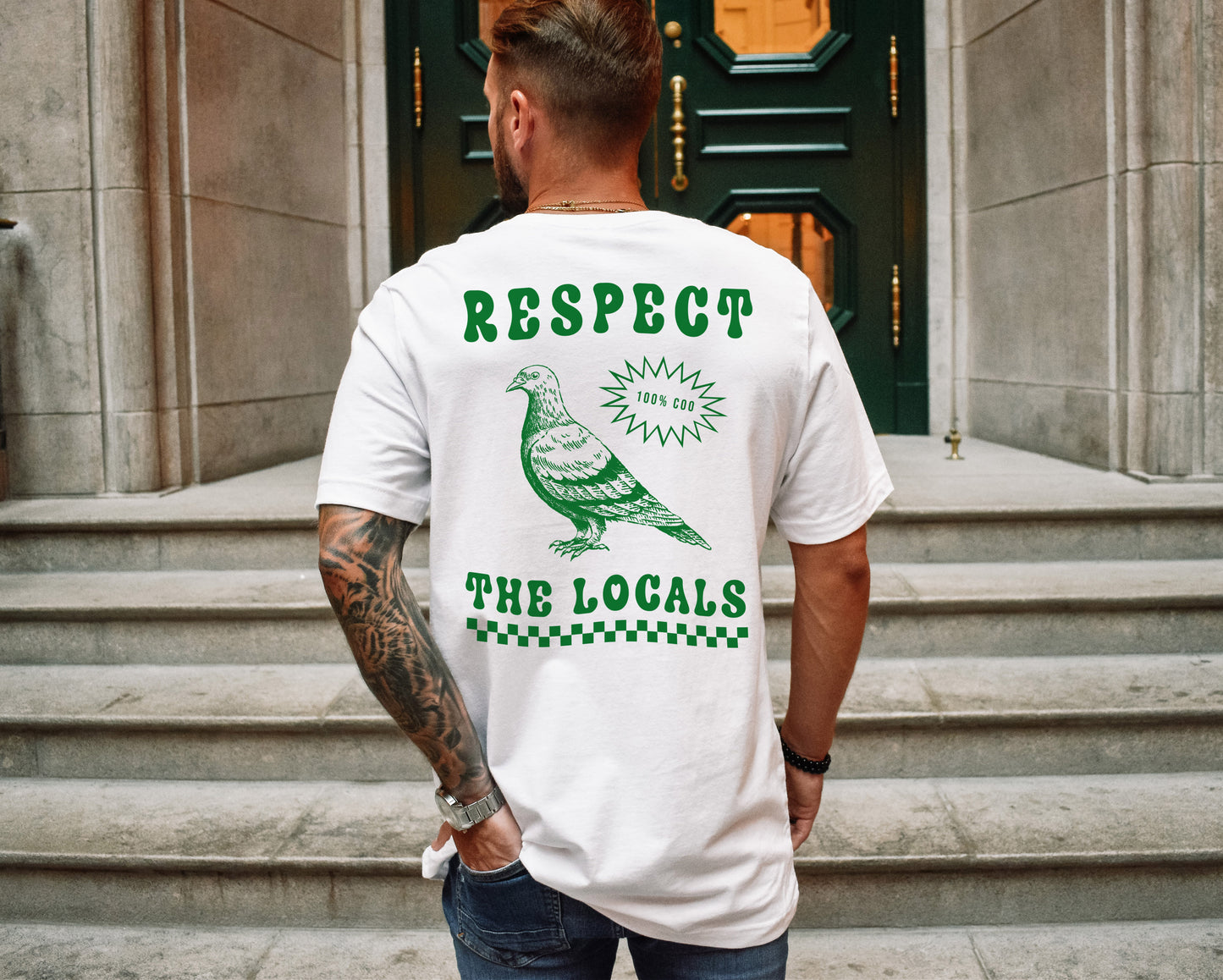 Respect the Locals Back Printed Pigeon Enthusiast Tshirt Tee