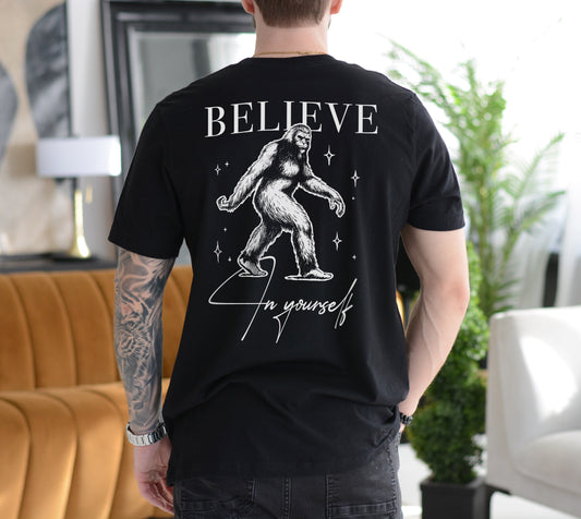 Bigfoot Crypid Back Print Tattoo Design T-shirt